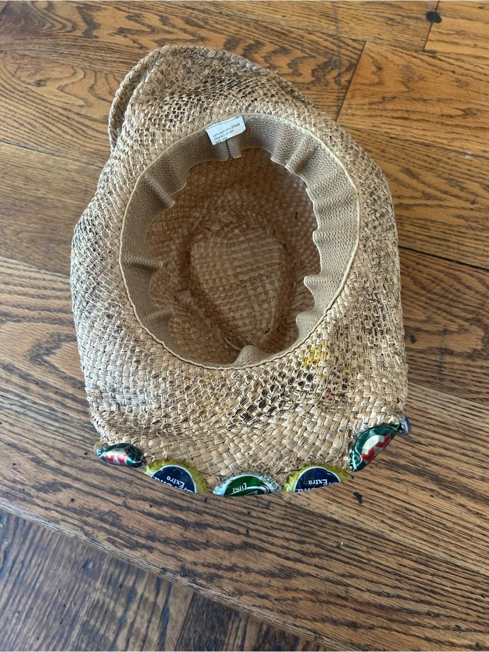Natural Straw Cowgirl Hat Print WILD AT HEART Coastal Wire Rim S/M Festival